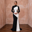 Black and White Colorblock Crepe Column Dress for Modern Art Event - Apparel & Accessories > Clothing > Wedding & Bridal Party Dresses > Wedding Dresses - Mignonette Bridal