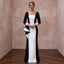 Black and White Colorblock Crepe Column Dress for Modern Art Event
