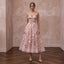 Blush Pink Floral Organza Midi Dress for Spring Garden Party
