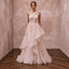 Blush Pink Shimmer Tulle One-Shoulder Asymmetrical Bridal Gown
