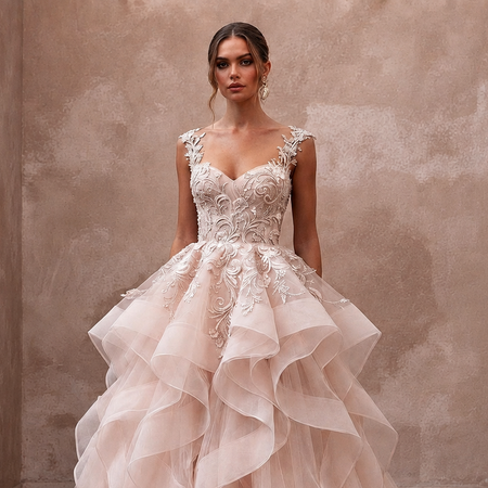 Blush Pink Wedding Dresses with Soft Romantic Layers