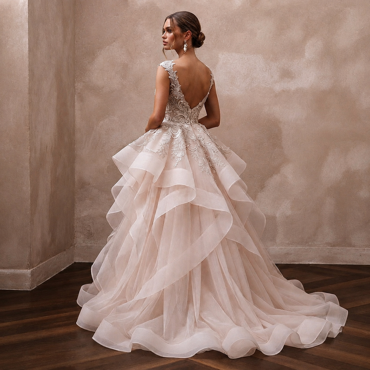 Blush Pink Wedding Dresses with Soft Romantic Layers