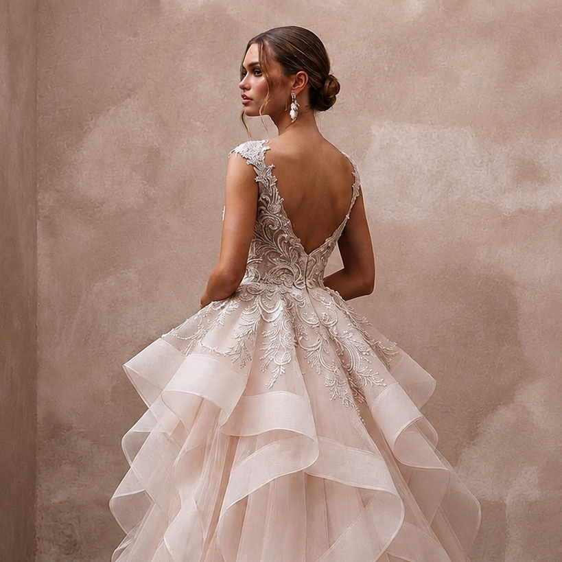 Blush Pink Wedding Dresses with Soft Romantic Layers