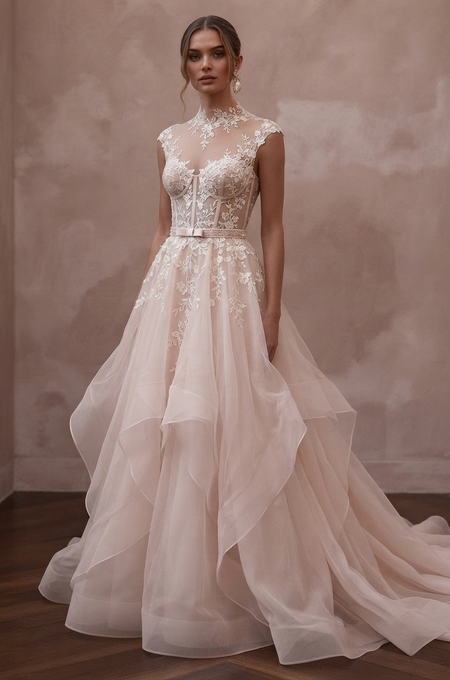 Blush Wedding Dresses with Romantic Organza Layers
