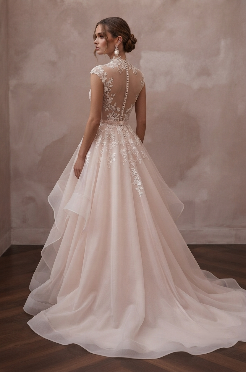 Blush Wedding Dresses with Romantic Organza Layers
