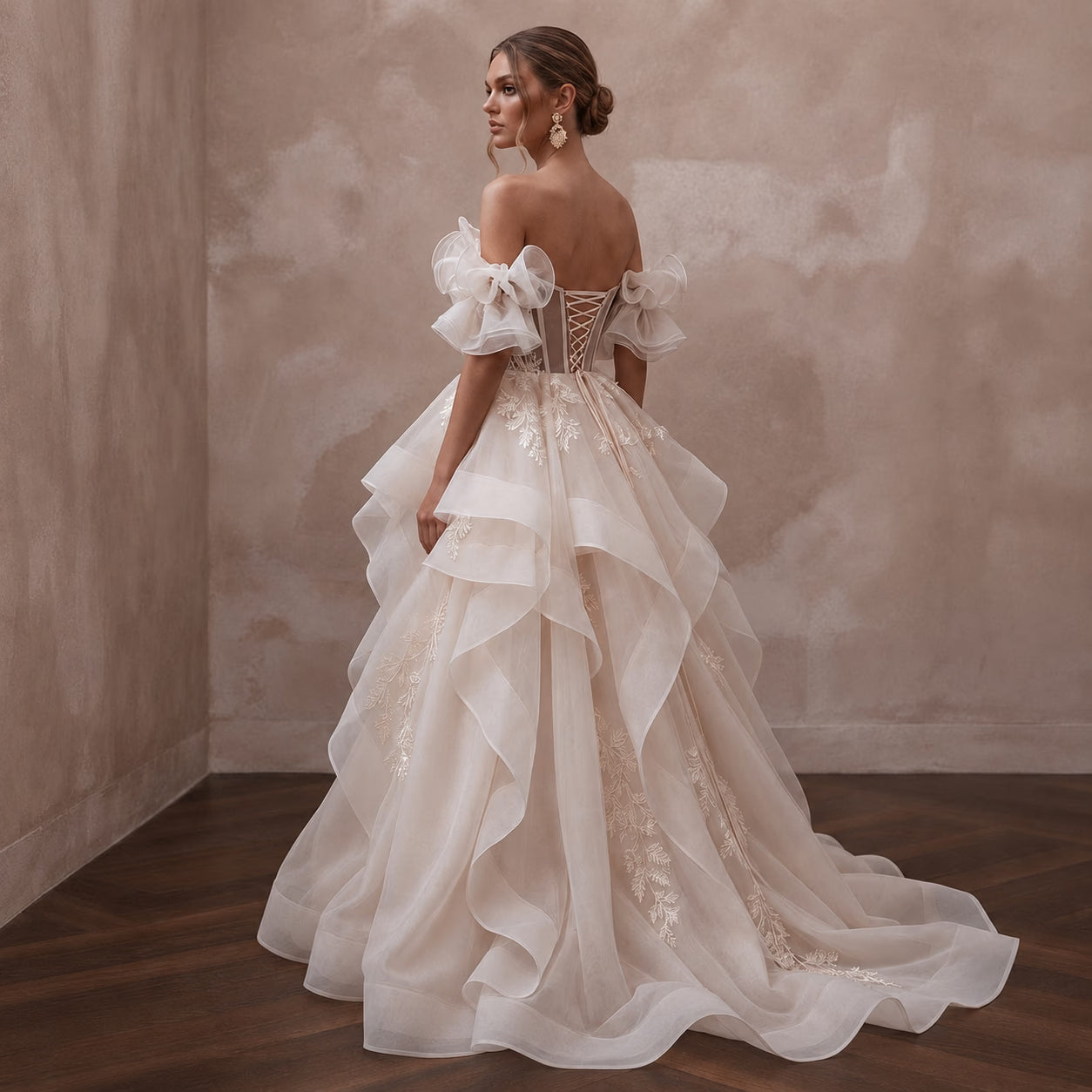 Blush Wedding Dresses with Romantic Organza Layers Secondary image