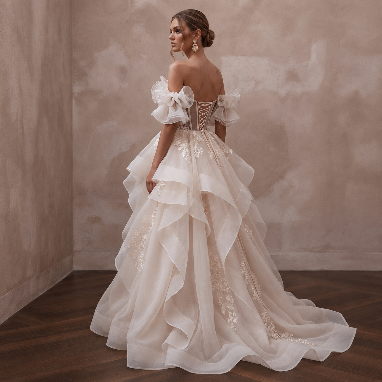 Blush Wedding Dresses with Romantic Organza Layers Secondary image