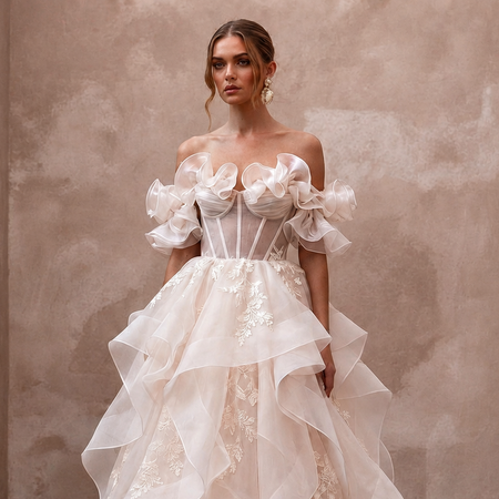 Blush Wedding Dresses with Romantic Organza Layers