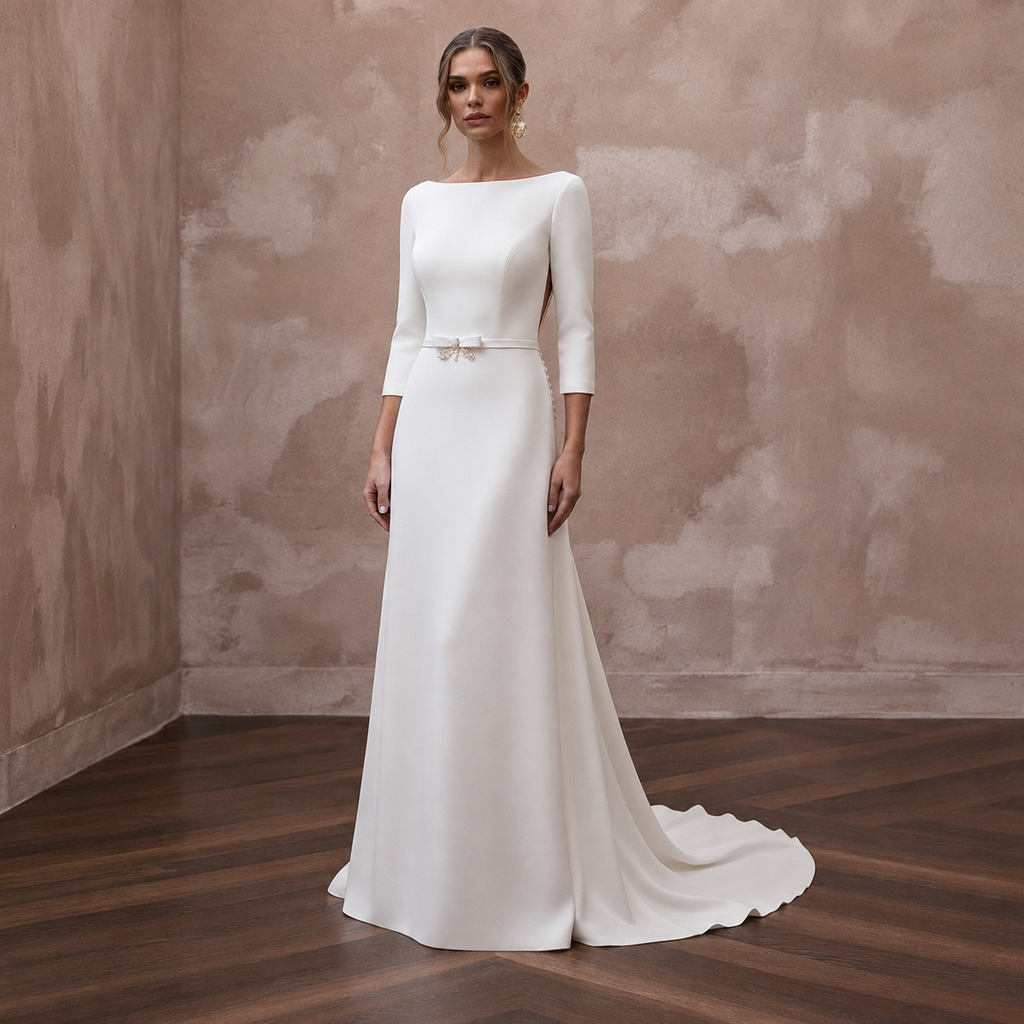 Boat Neck Wedding Dresses with Elegant Simplicity