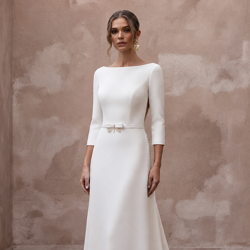 Boat Neck Wedding Dresses with Elegant Simplicity