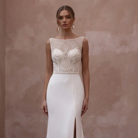 Boat Neck Wedding Dresses with Sophisticated Style
