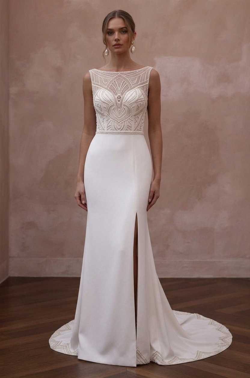 Boat Neck Wedding Dresses with Sophisticated Style Main image