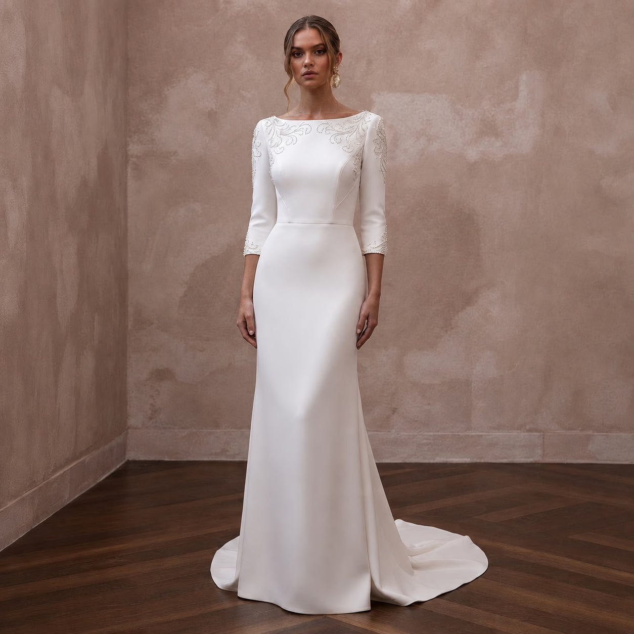 Boat Neck Wedding Dresses with Timeless Sophistication - Apparel & Accessories > Clothing > Wedding & Bridal Party Dresses > Wedding Dresses - Mignonette Bridal