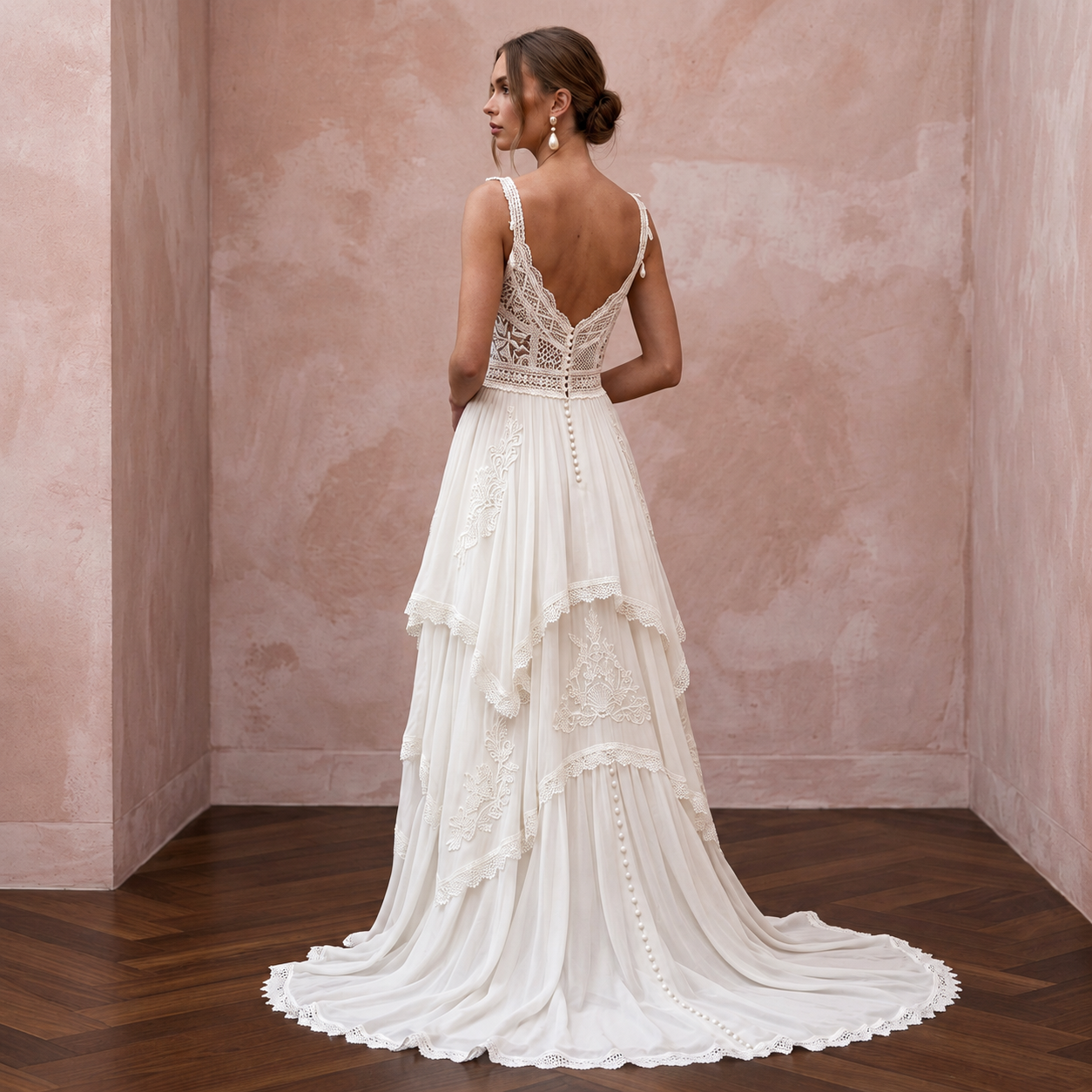 Bohemian Chiffon Bridal Dress for a Beach Ceremony