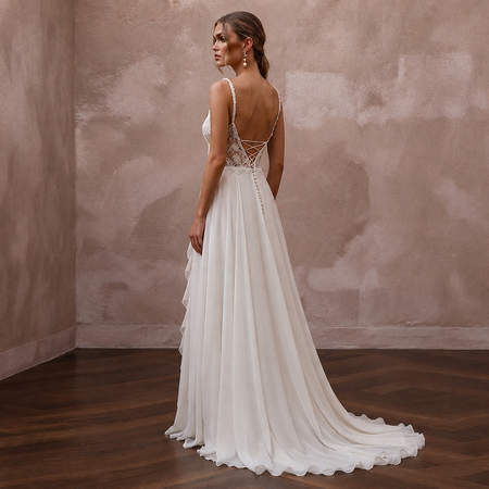 Bohemian Chiffon Bridal Dress for a Destination Beach Wedding
