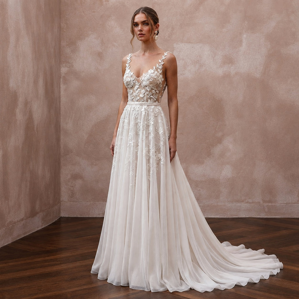 Bohemian Chiffon Bridal Dress for a Forest Wedding