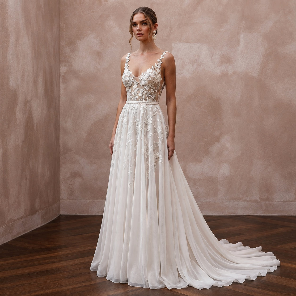 Bohemian Chiffon Bridal Dress for a Forest Wedding