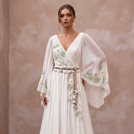 Bohemian Chiffon Bridal Dress for a Mountain Wedding