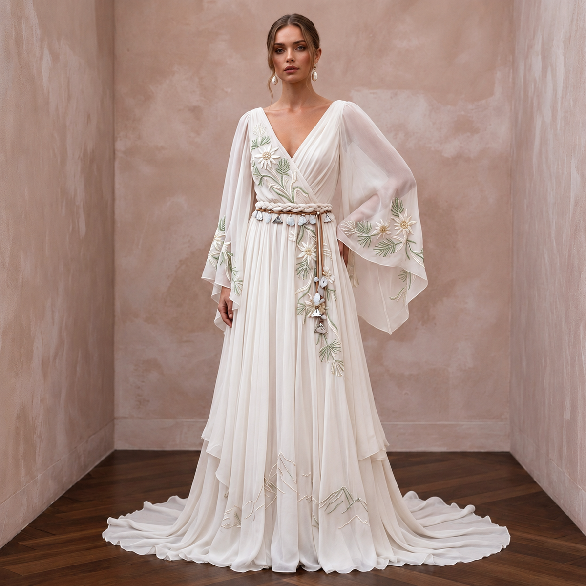 Bohemian Chiffon Bridal Dress for a Mountain Wedding Main image