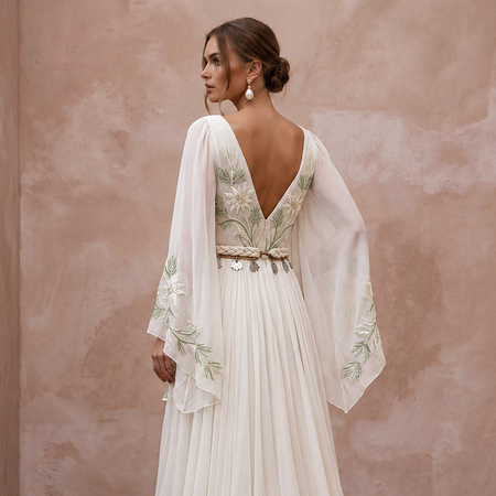 Bohemian Chiffon Bridal Dress for a Mountain Wedding