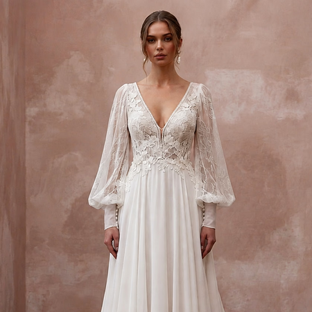 Bohemian Chiffon Wedding Gown for a Spring Elopement