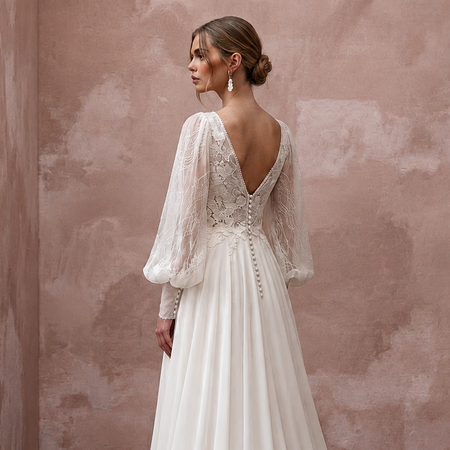 Bohemian Chiffon Wedding Gown for a Spring Elopement