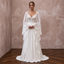 Bohemian Chiffon Wedding Gown with Bell Sleeves