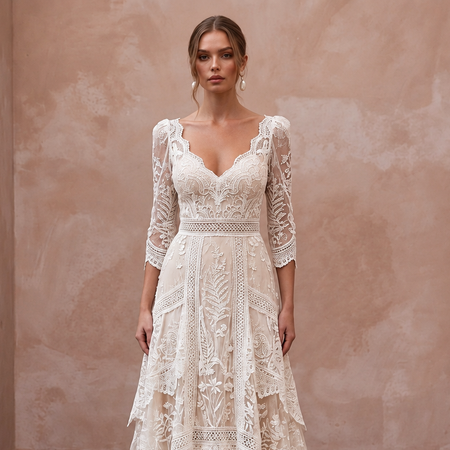Bohemian Lace Wedding Dress for an Intimate Elopement