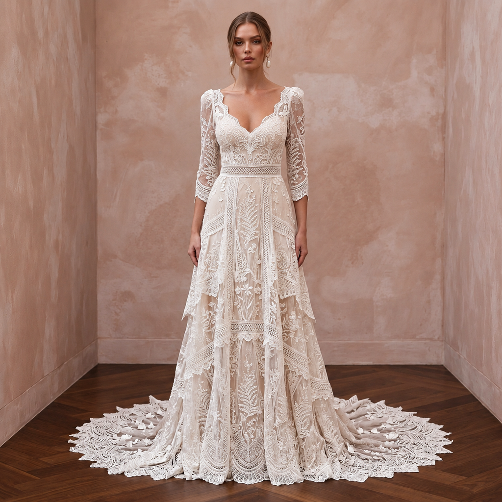 Bohemian Lace Wedding Dress for an Intimate Elopement