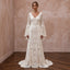 Bohemian Off-White Crochet Lace Bell Sleeve Maxi Bridal Dress