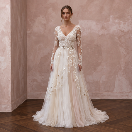 Bohemian Tulle Bridal Gown for a Forest Wedding