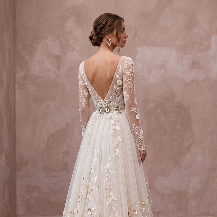 Bohemian Tulle Bridal Gown for a Forest Wedding