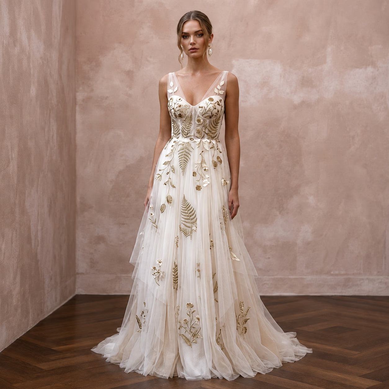 Bohemian Tulle Wedding Dress for a Mountain Destination Ceremony