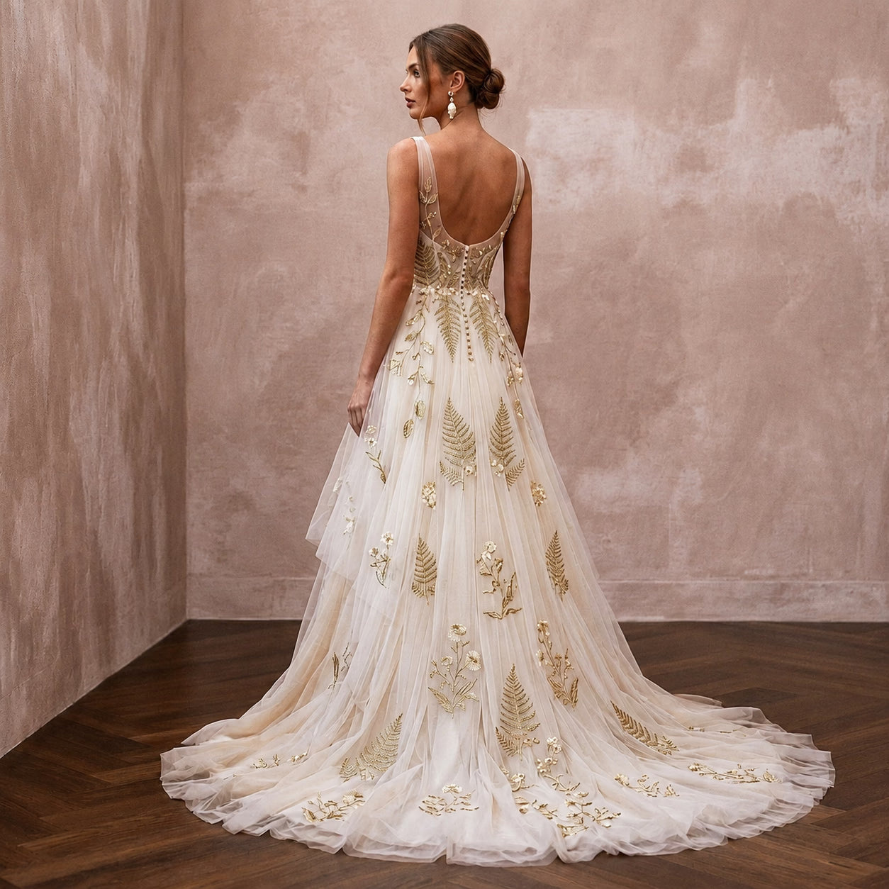 Bohemian Tulle Wedding Dress for a Mountain Destination Ceremony