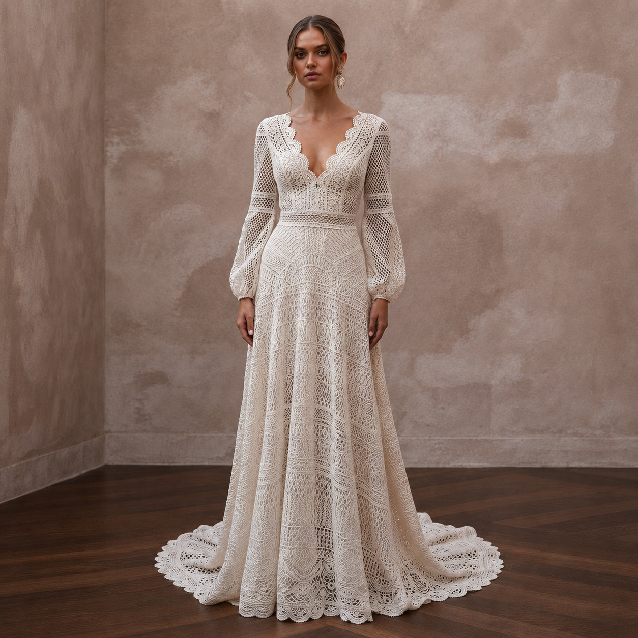 Bohemian Wedding Dresses with Crochet Lace Fabrics