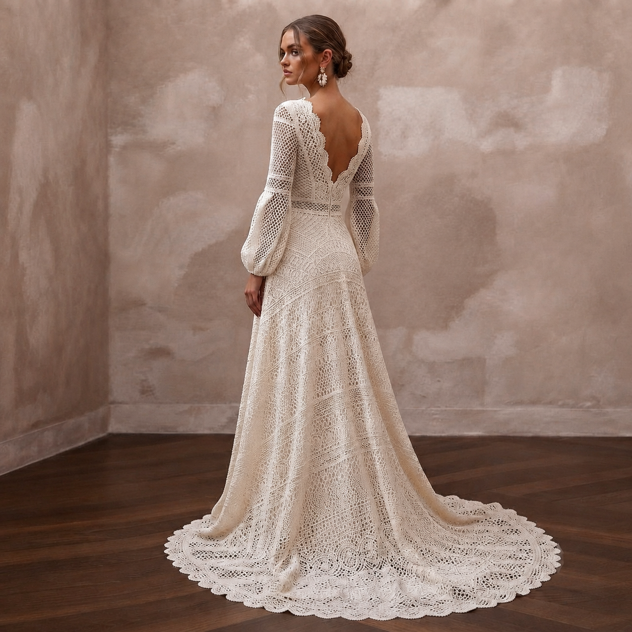 Bohemian Wedding Dresses with Crochet Lace Fabrics