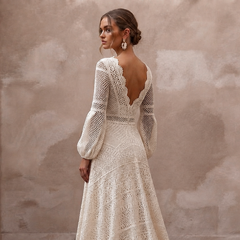 Bohemian Wedding Dresses with Crochet Lace Fabrics