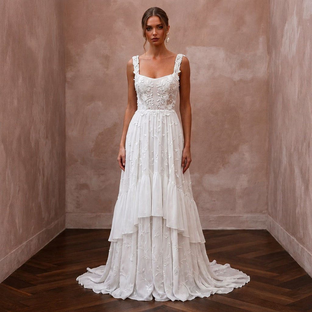 Boho Chiffon Wedding Dress for a Second Wedding