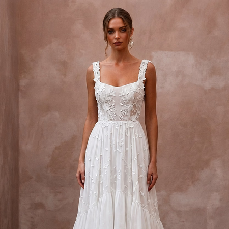 Boho Chiffon Wedding Dress for a Second Wedding