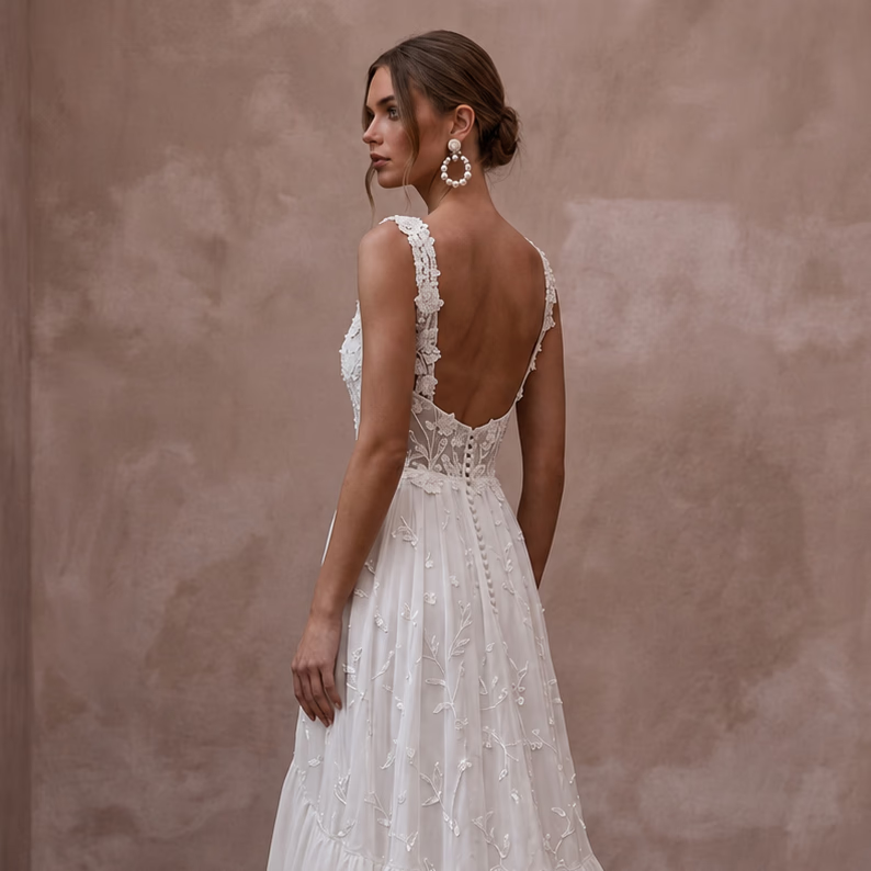 Boho Chiffon Wedding Dress for a Second Wedding