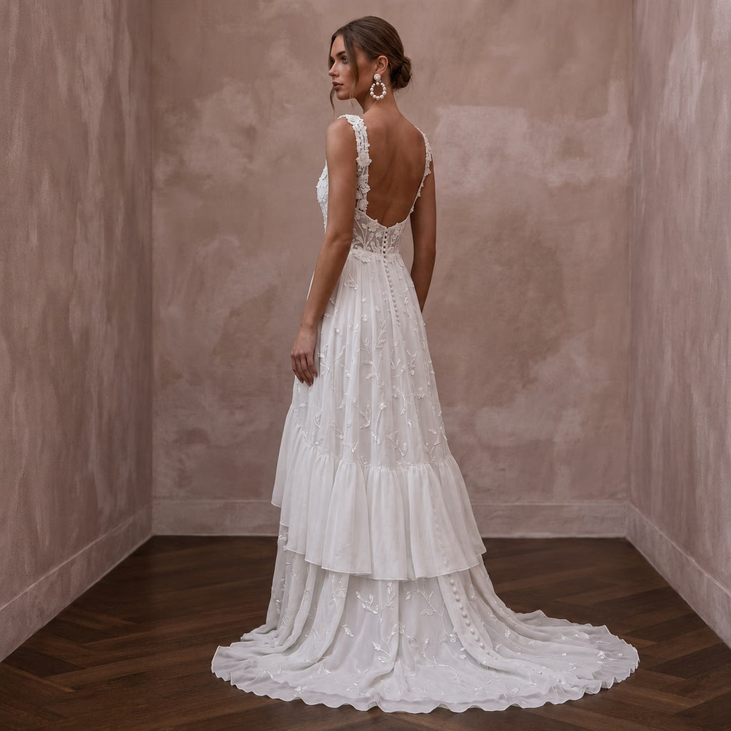 Boho Chiffon Wedding Dress for a Second Wedding
