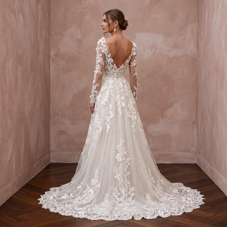 Boho Floral Lace Wedding Dress for a Garden Ceremony