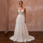 Boho Lace A-Line Wedding Dress with Open Back