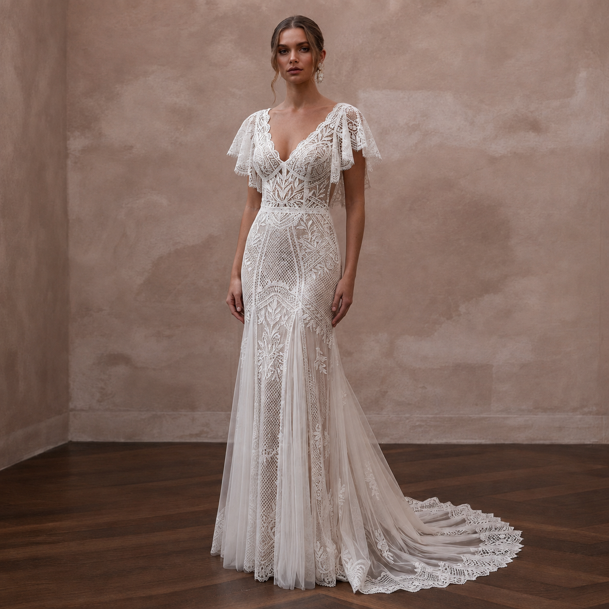 Boho Lace Bridal Dress for a Tropical Destination Wedding