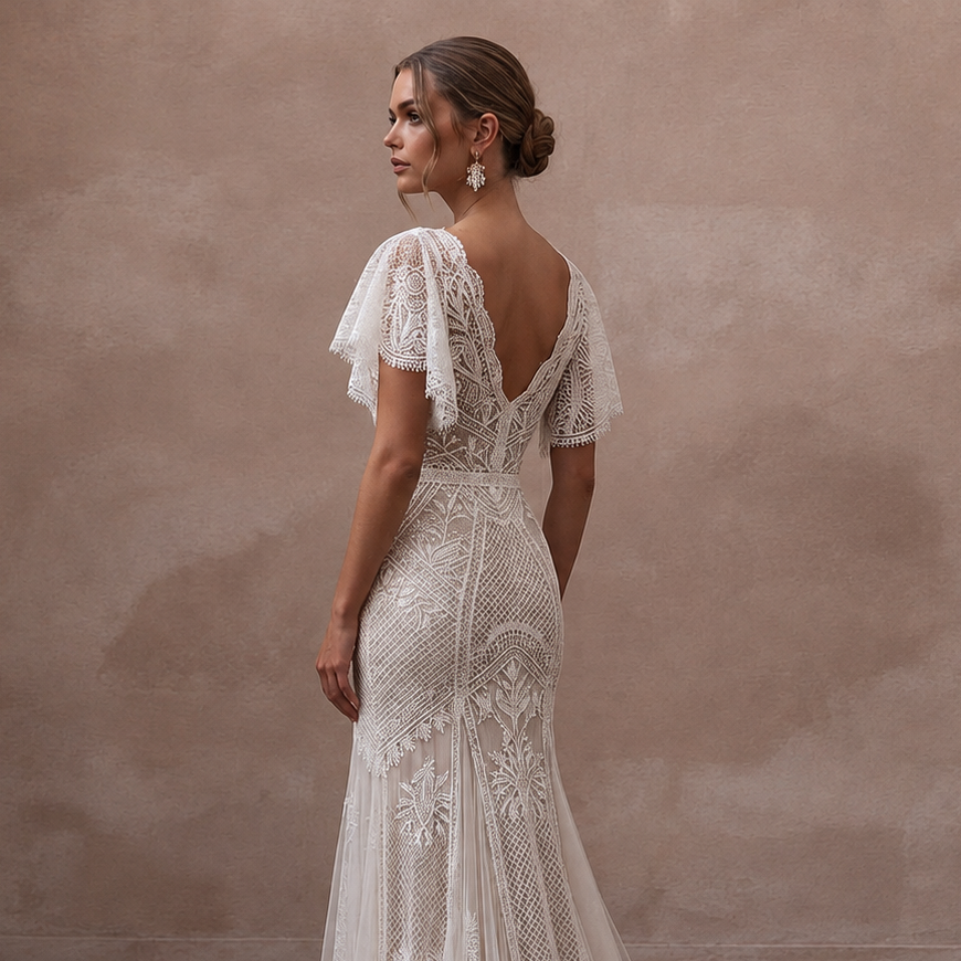 Boho Lace Bridal Dress for a Tropical Destination Wedding