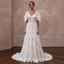 Boho Lace Bridal Dress with Flutter Sleeves