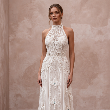 Boho Lace Bridal Dress with Open Back for a Destination Wedding