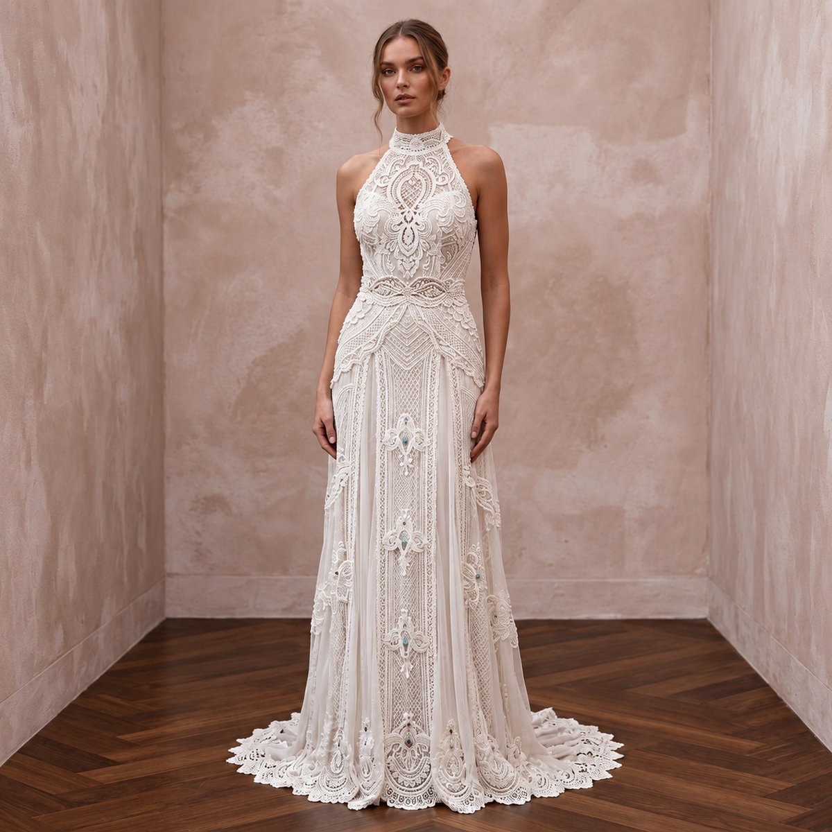 Boho Lace Bridal Dress with Open Back for a Destination Wedding Main image