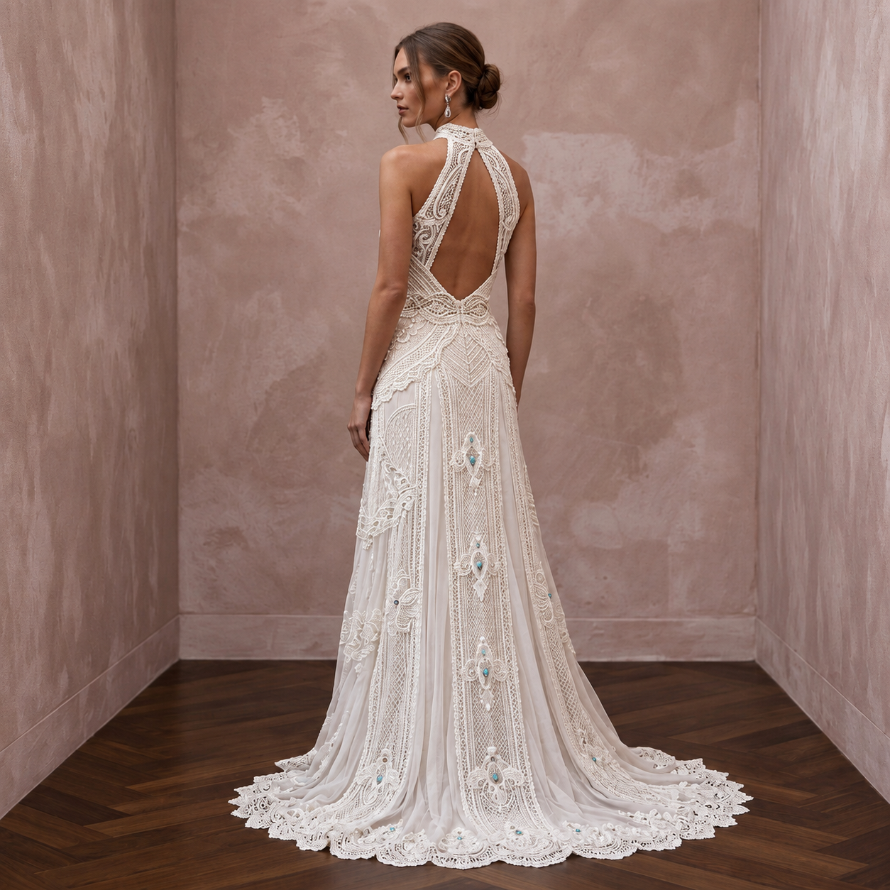 Boho Lace Bridal Dress with Open Back for a Destination Wedding Secondary image