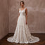 Boho Lace Open Back Wedding Dress with A-Line Silhouette